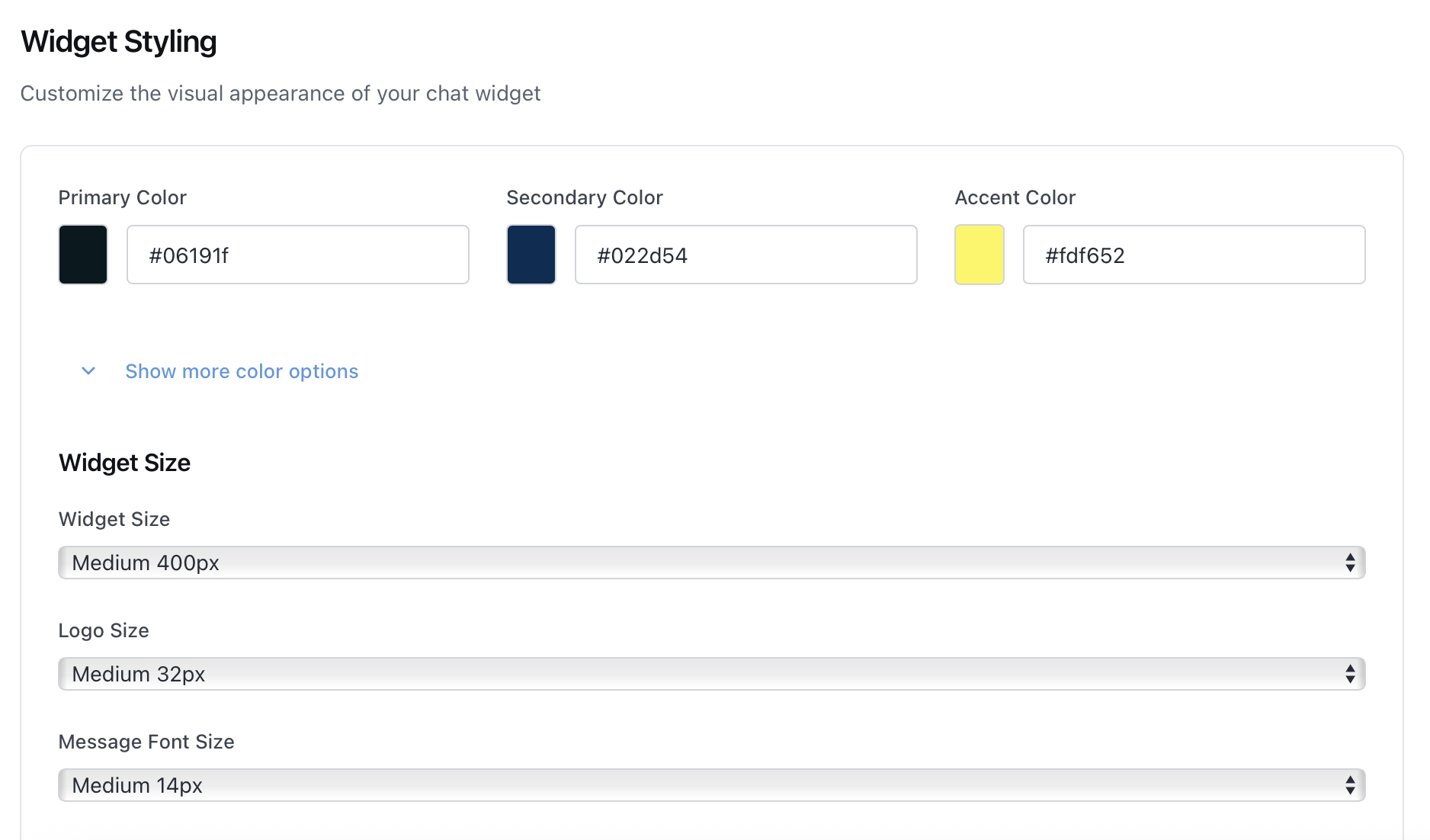 Widget Styling – Colors and Layout